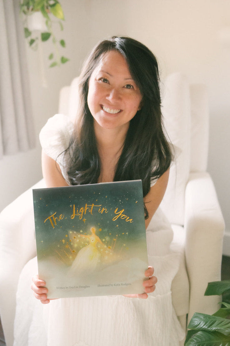 Eva Lin Douglass writing the first draft